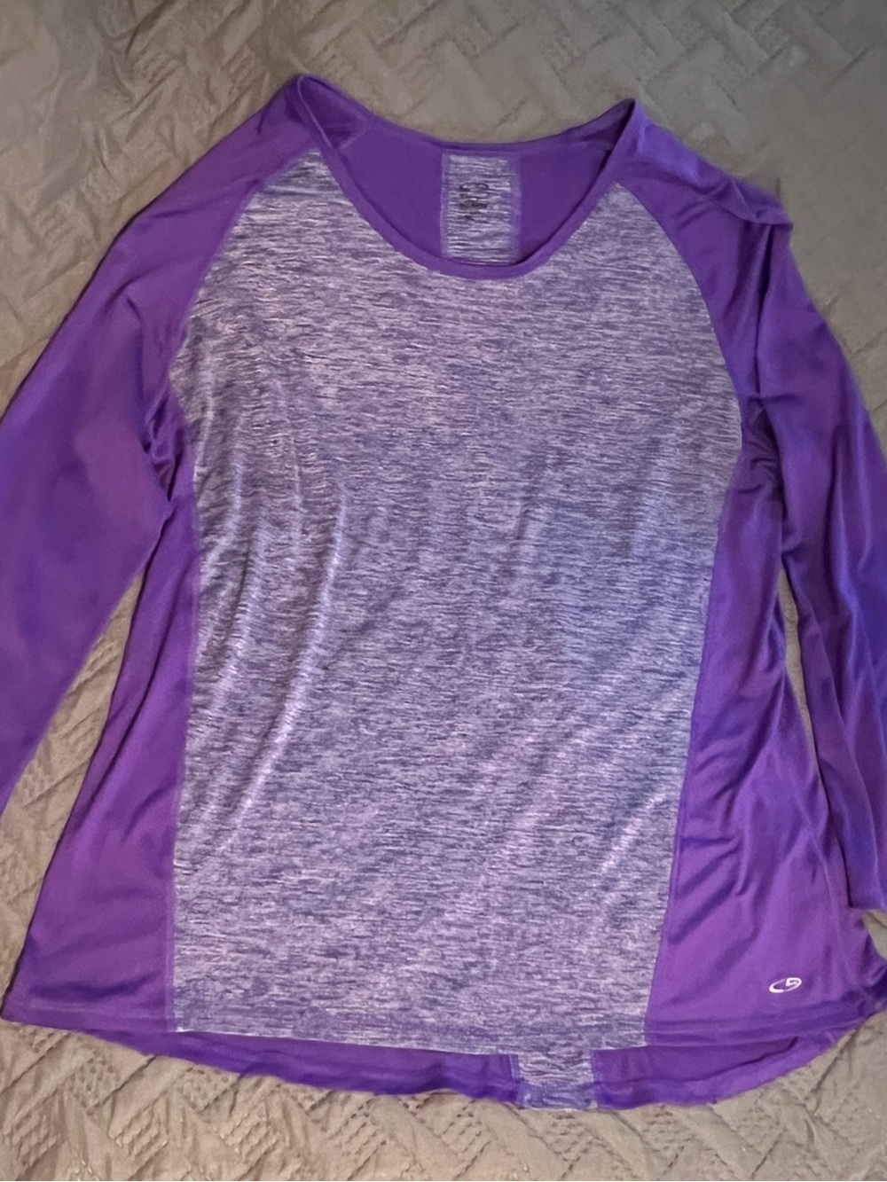 Champion Purple Heathered Raglan Long Sleeve Tee